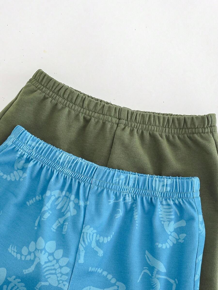 Baby Boy Animal Crayon Print T Shirt and Knitted Shorts 2 Piece Casual Spring Summer Outfit Set