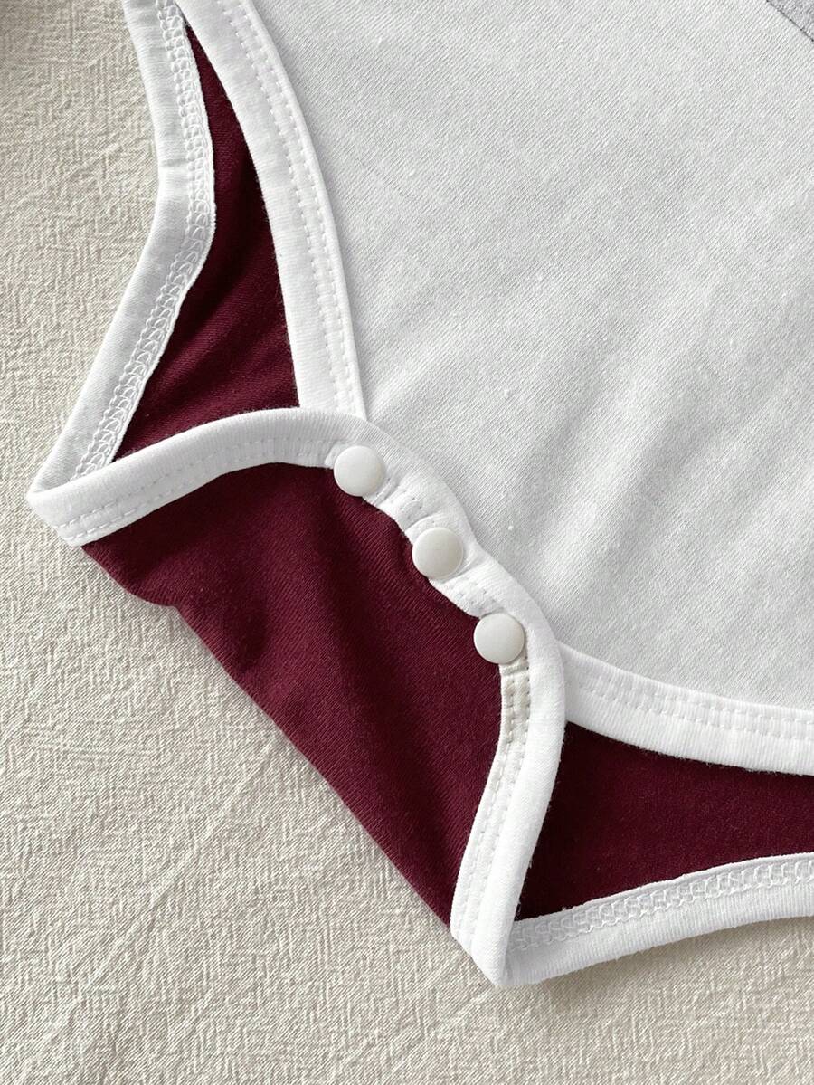 Baby Boys Colorblock Polo Collar Bodysuit and Shorts Set for Casual Summer Wear