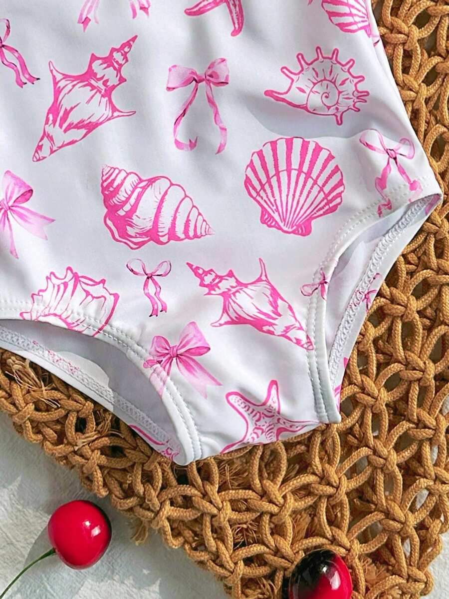 Baby Cherry Print Ruffle One-Piece Swimsuit for Vacation and Summer Play