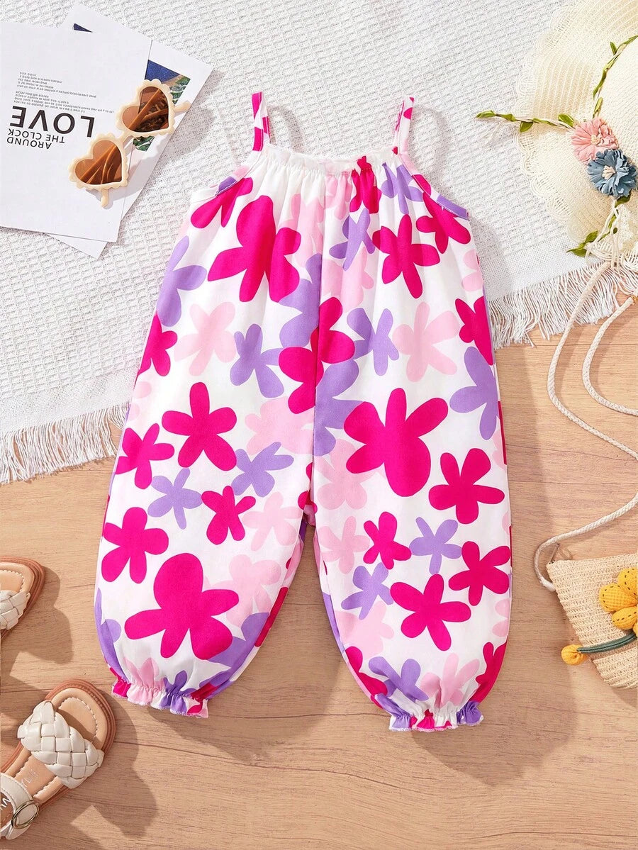Baby Girl Casual Spaghetti Strap Jumpsuit Cute Sleeveless Summer Vacation Outfit For Newborn Infant Toddler Girls