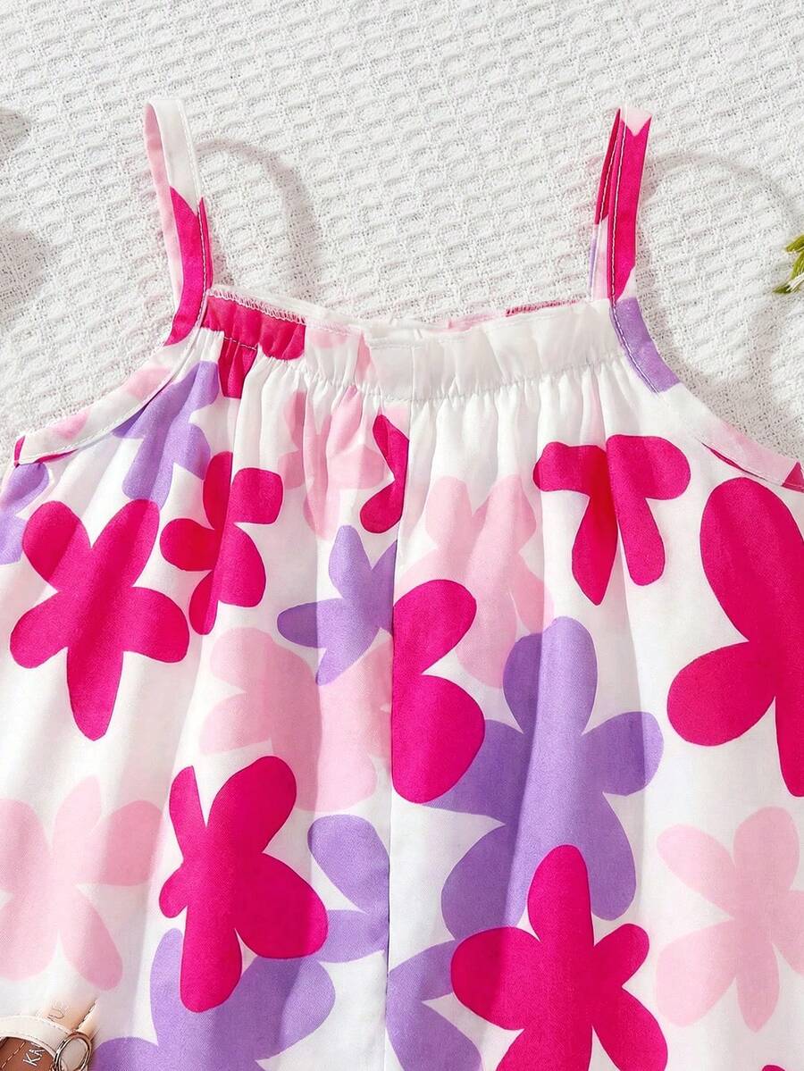 Baby Girl Casual Spaghetti Strap Jumpsuit Cute Sleeveless Summer Vacation Outfit For Newborn Infant Toddler Girls