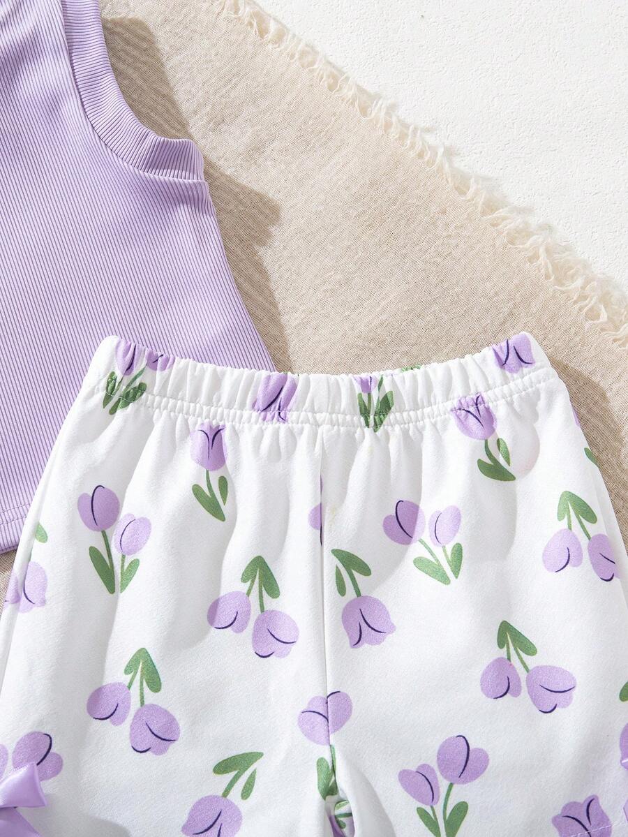 Baby Girl 2pcs Summer Blue Textured Top & Plaid Shorts Outfit