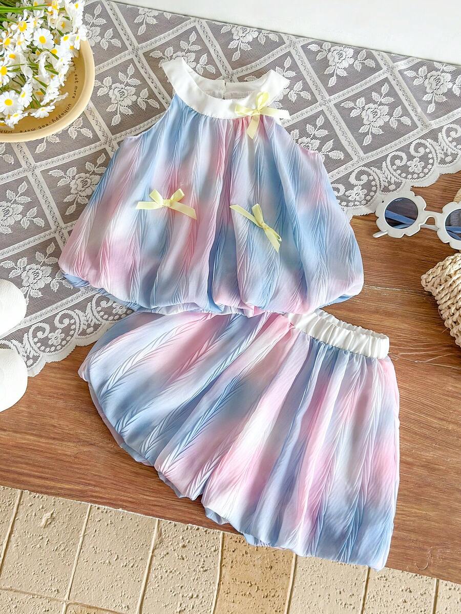 Cute Two Piece Floral Summer Clothing Set For Little Girls Elegant Style