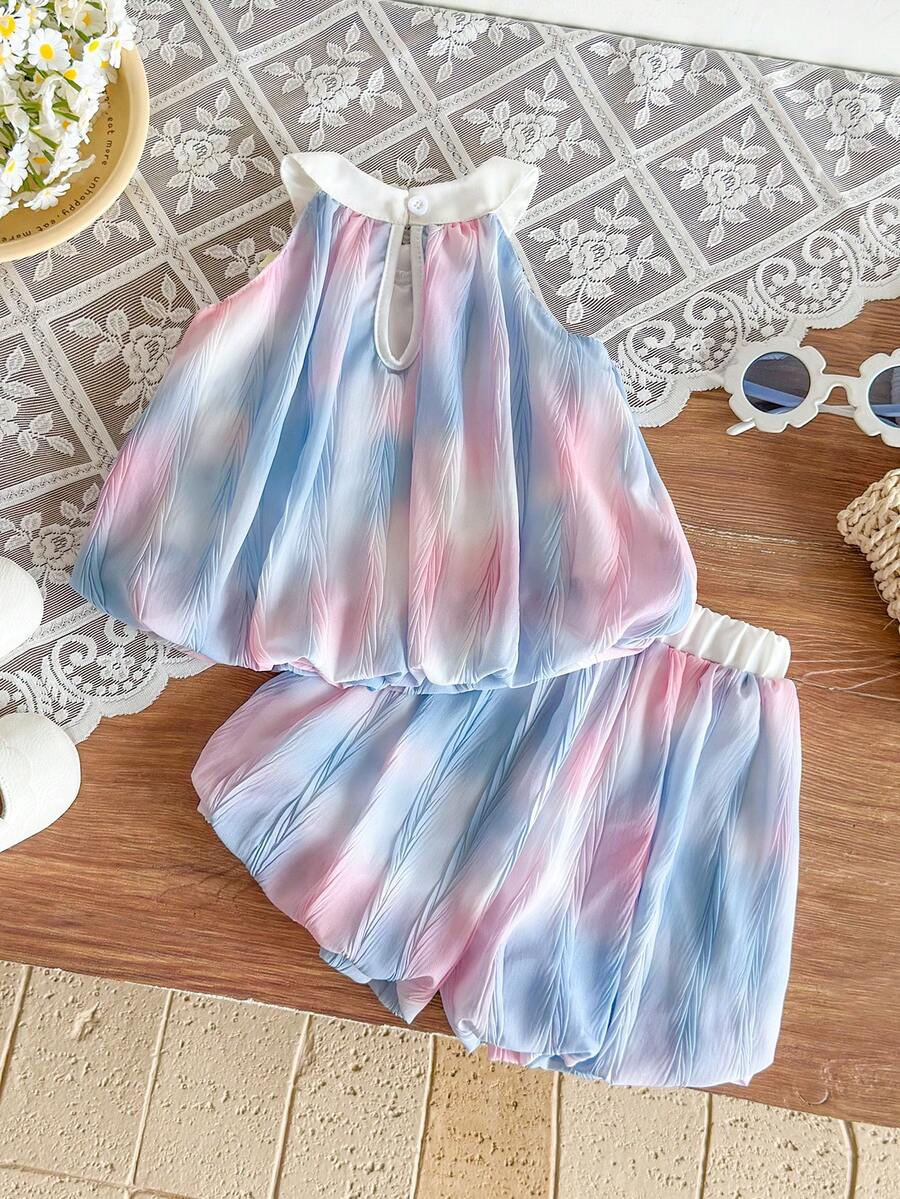 Cute Two Piece Floral Summer Clothing Set For Little Girls Elegant Style