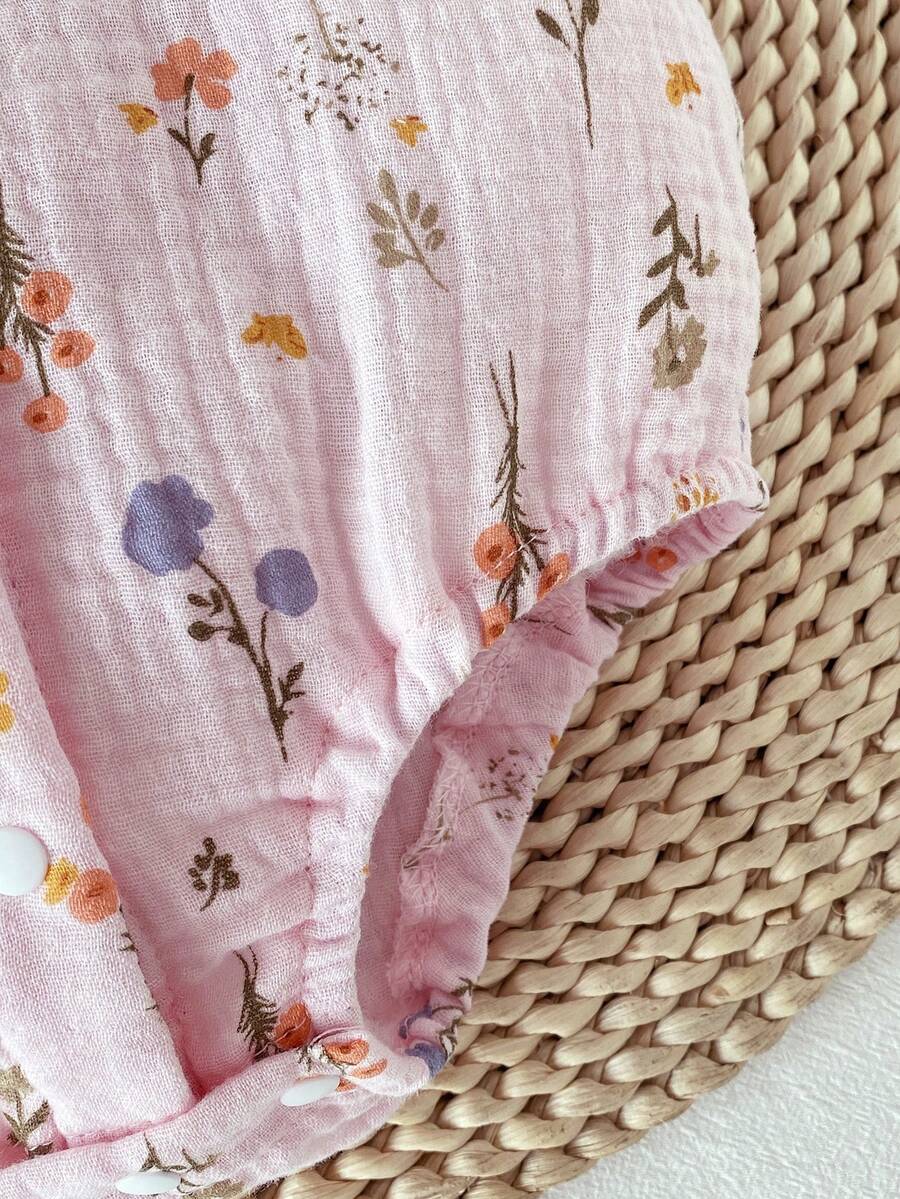 Lemon Print Ruffle Trim Bodysuit and Headband Set for Cute Summer Daily Wear