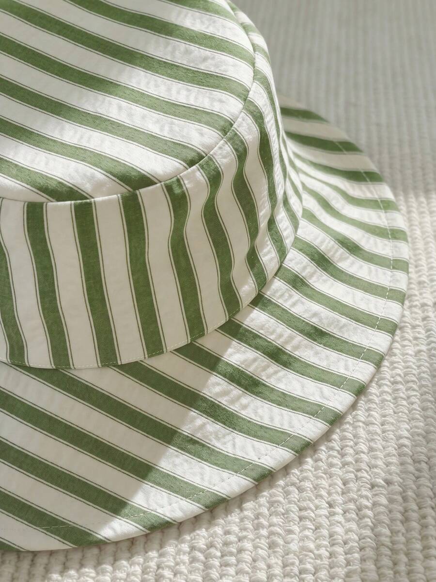 Baby Striped Bib Overalls and Bucket Hat 2 Piece Casual Summer Beach Outfit Set