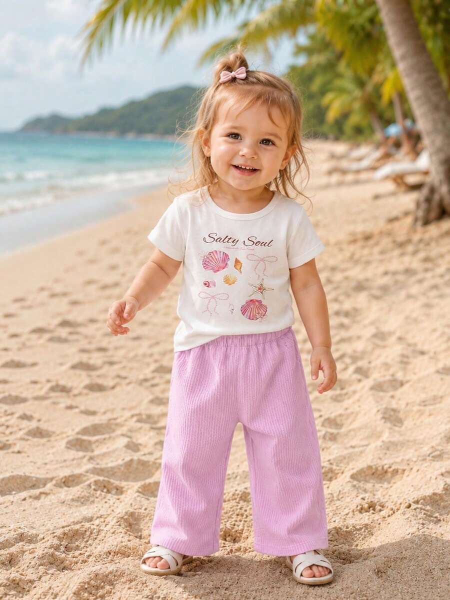 3D Floral T Shirt And Plaid Pants Set For Baby Girls Casual Cute Outfit