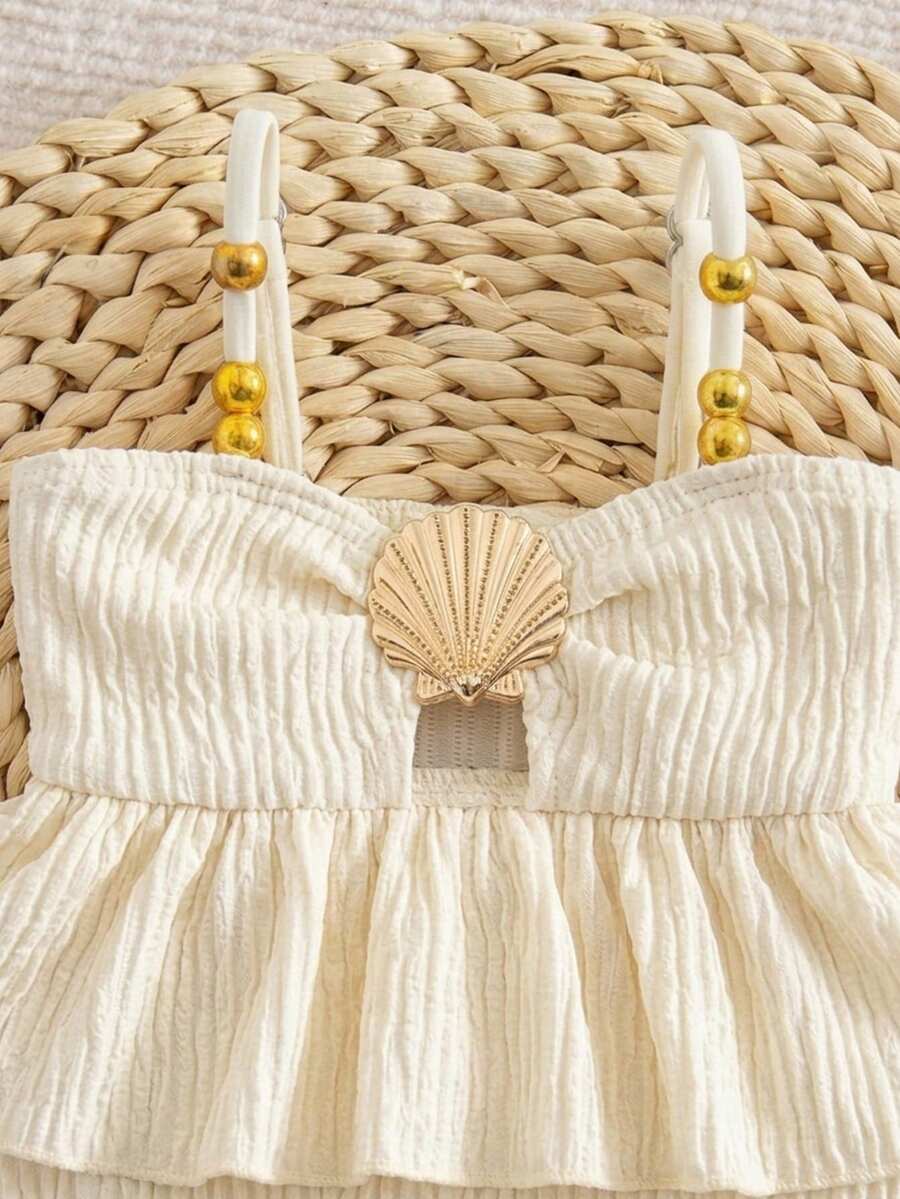 Baby Girls Minimalist Spaghetti Strap One Piece Swimsuit Casual Summer Beachwear