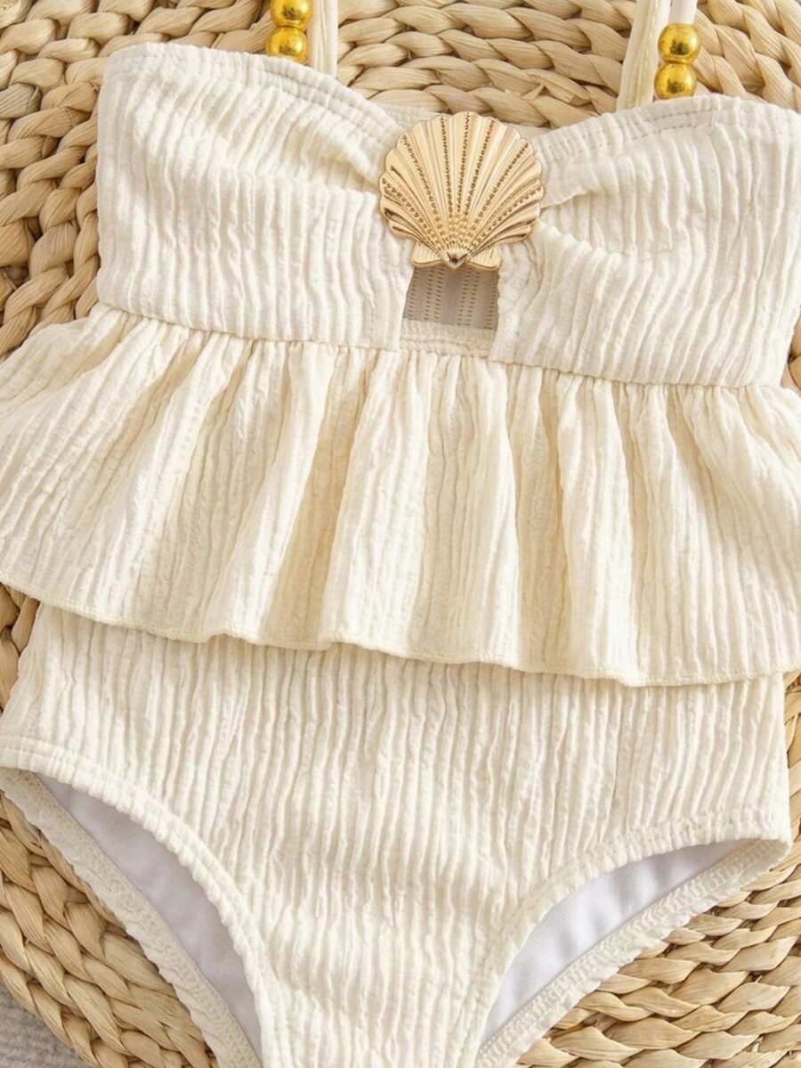 Baby Girls Minimalist Spaghetti Strap One Piece Swimsuit Casual Summer Beachwear