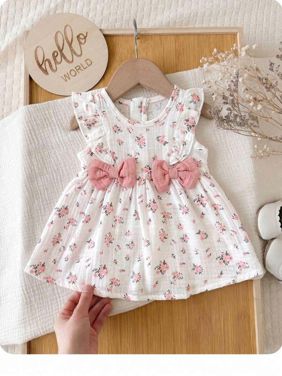 Baby Ditsy Floral Cinched Waist Dress for Cute Spring and Summer Wear