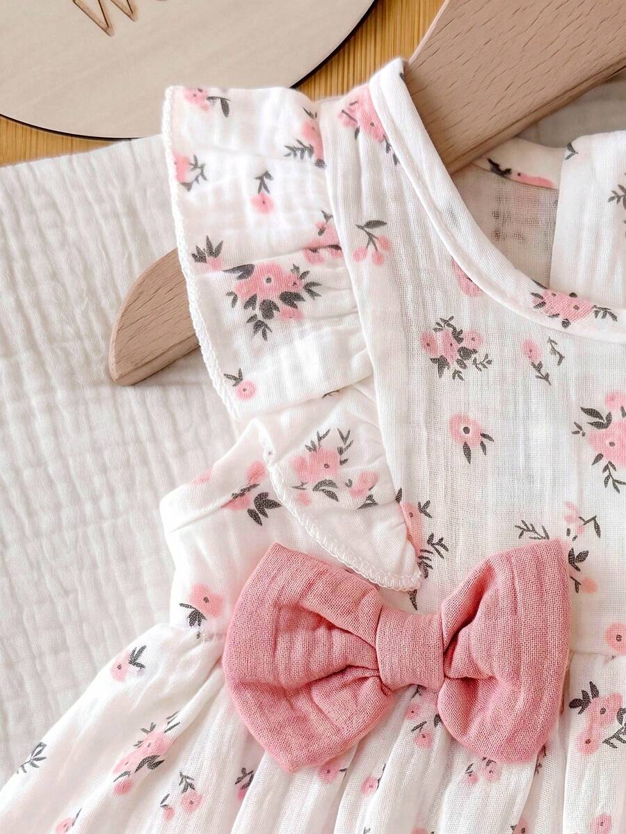Baby Ditsy Floral Cinched Waist Dress for Cute Spring and Summer Wear