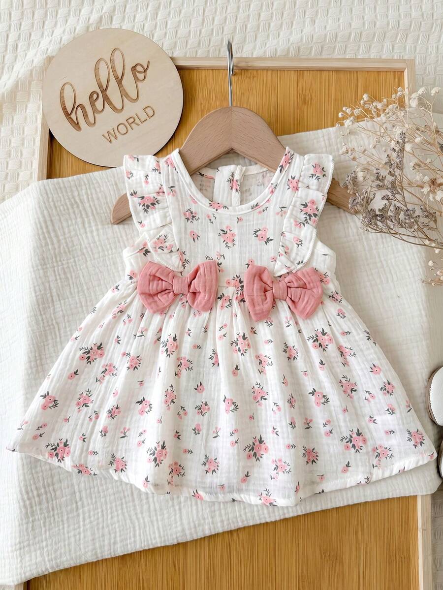 Baby Ditsy Floral Cinched Waist Dress for Cute Spring and Summer Wear