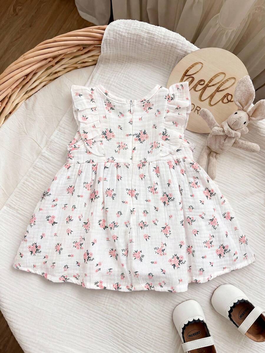 Baby Ditsy Floral Cinched Waist Dress for Cute Spring and Summer Wear