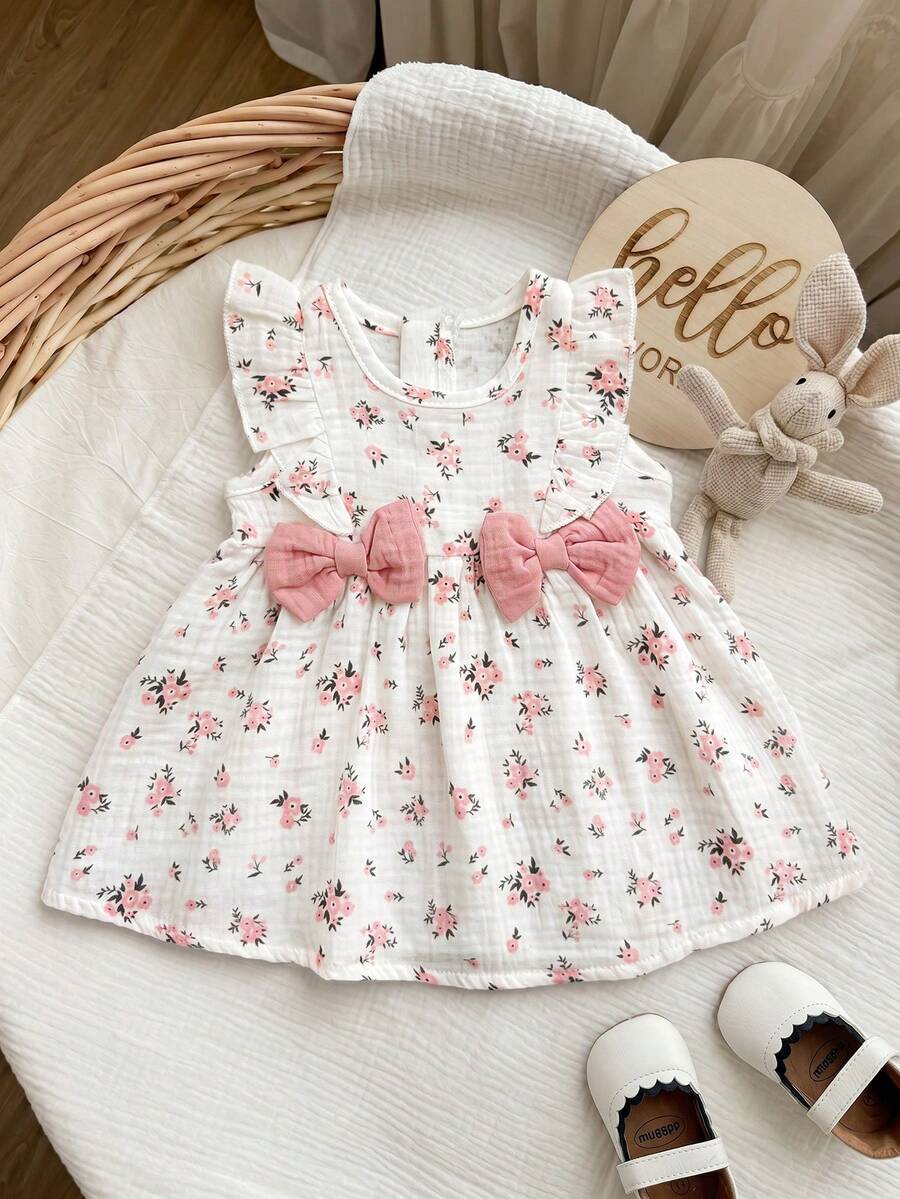 Baby Ditsy Floral Cinched Waist Dress for Cute Spring and Summer Wear