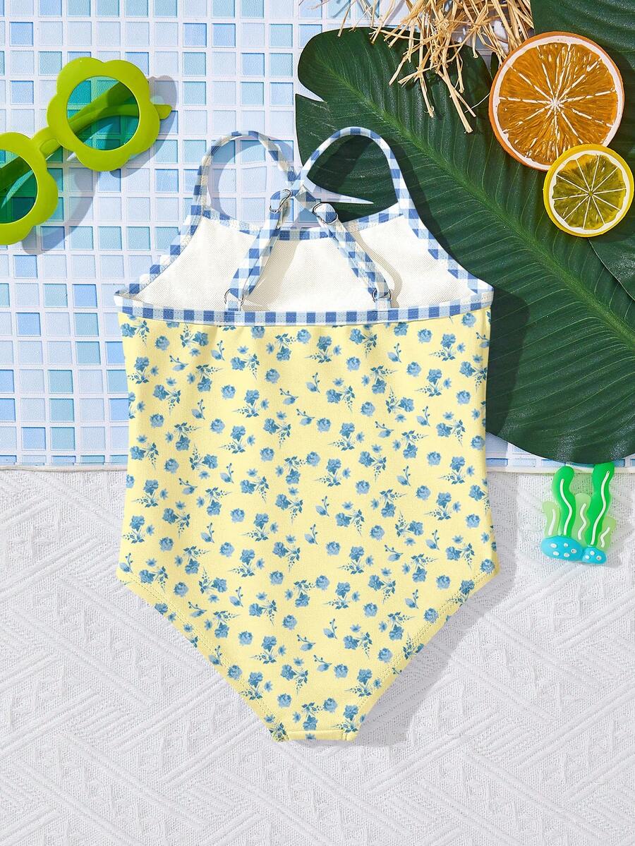 Baby Girls Minimalist Spaghetti Strap One Piece Swimsuit Casual Summer Beachwear