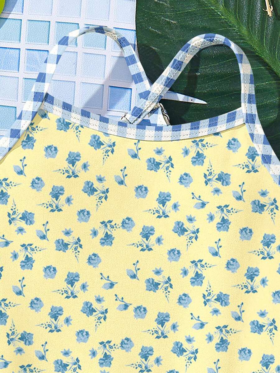 Baby Girls Minimalist Spaghetti Strap One Piece Swimsuit Casual Summer Beachwear
