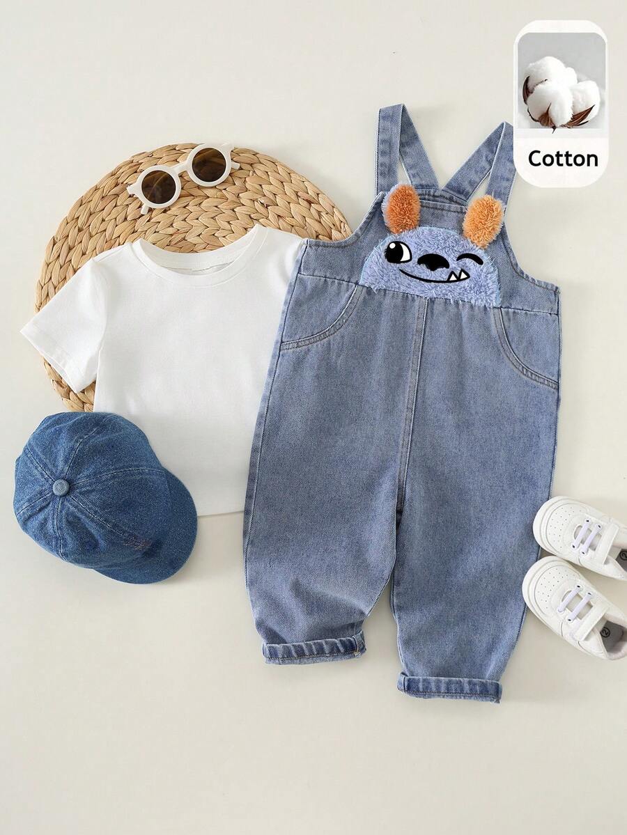 Unisex Baby Cute Denim Bib Pants Casual Overall Outfit for Spring Summer Autumn Wear