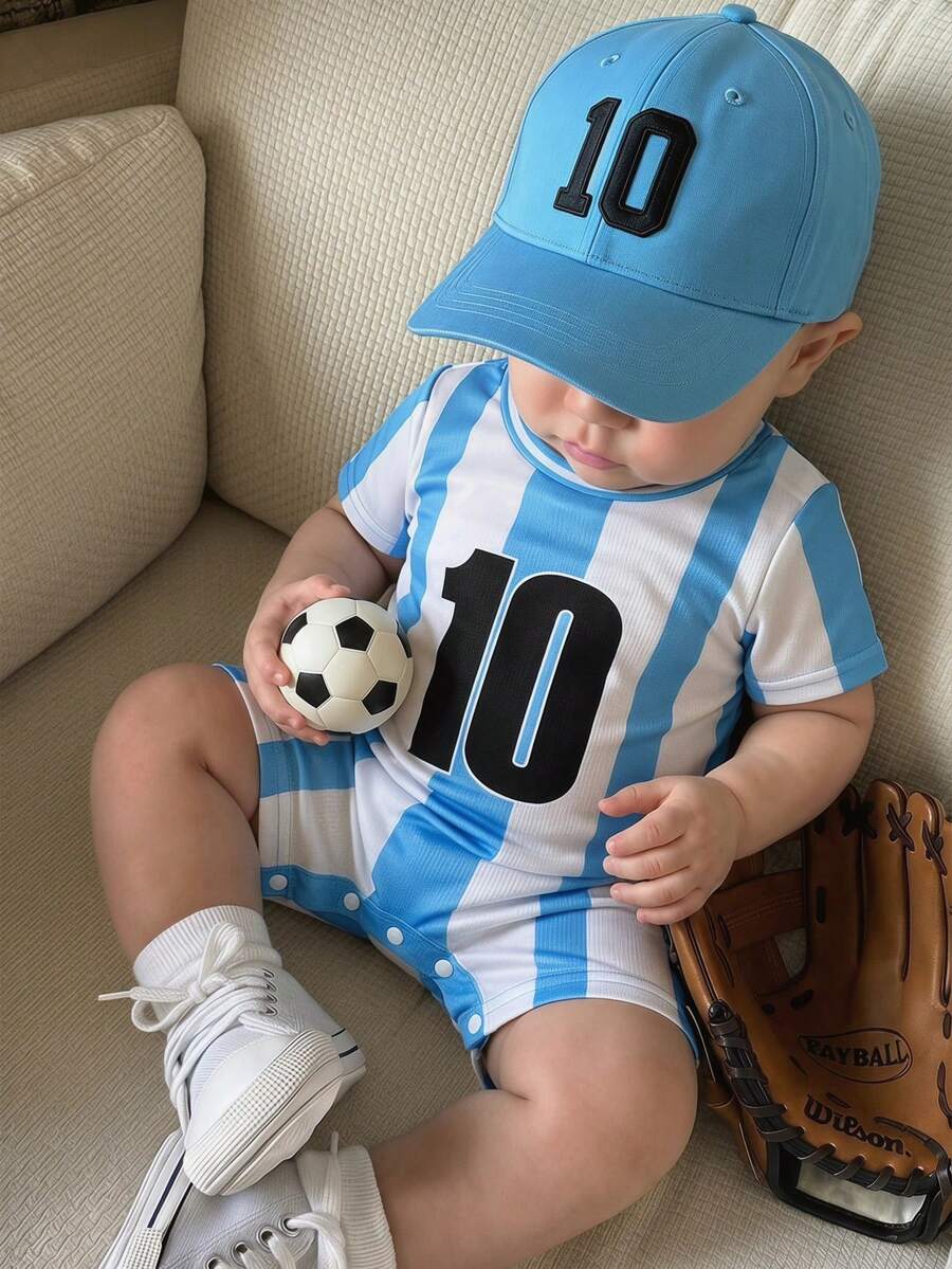 Unisex Newborn Baby Contrast Color Football Jersey Romper Short Sleeve Summer Outfit for Baby Boys Girls
