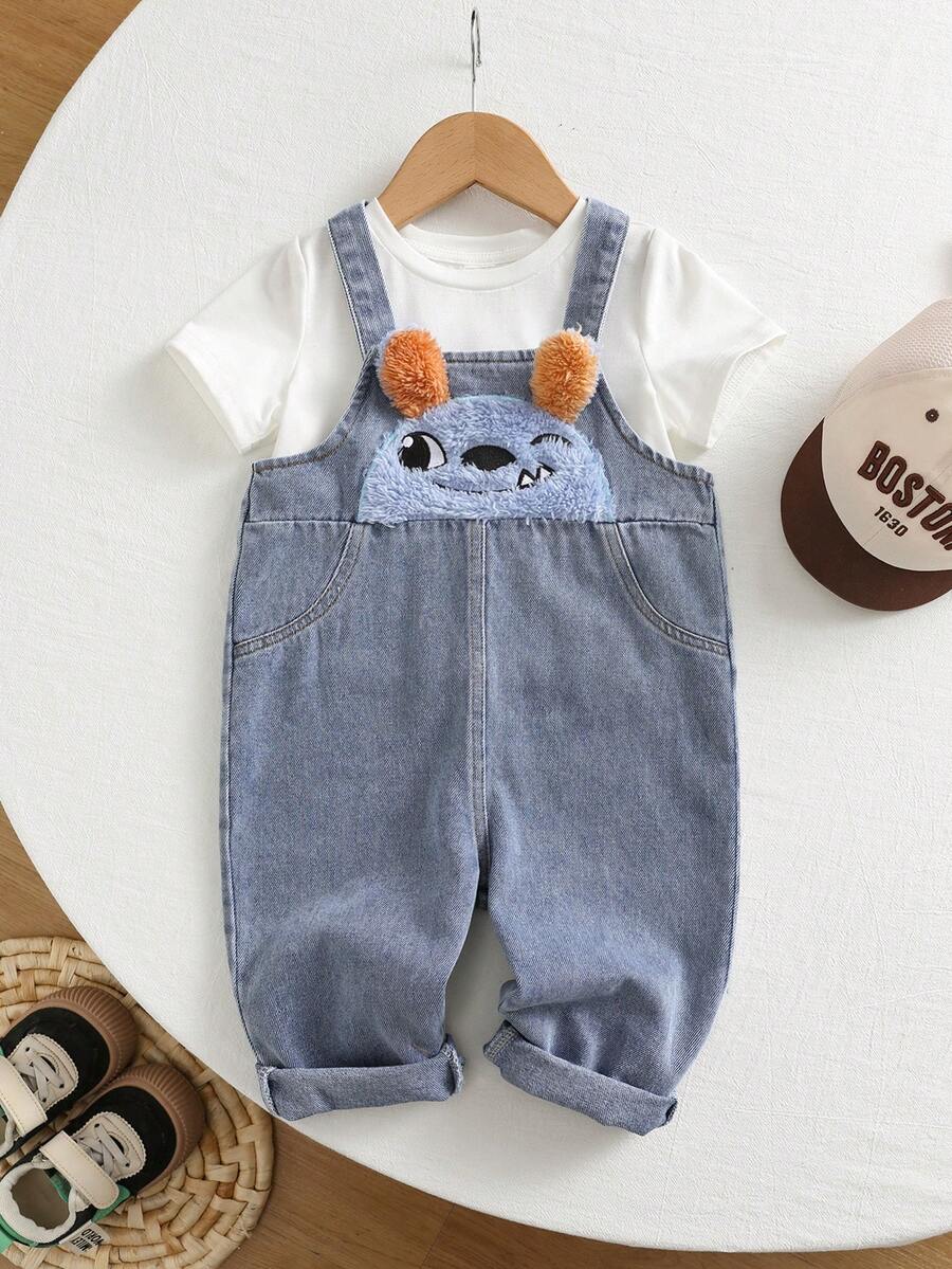 Unisex Baby Cute Denim Bib Pants Casual Overall Outfit for Spring Summer Autumn Wear