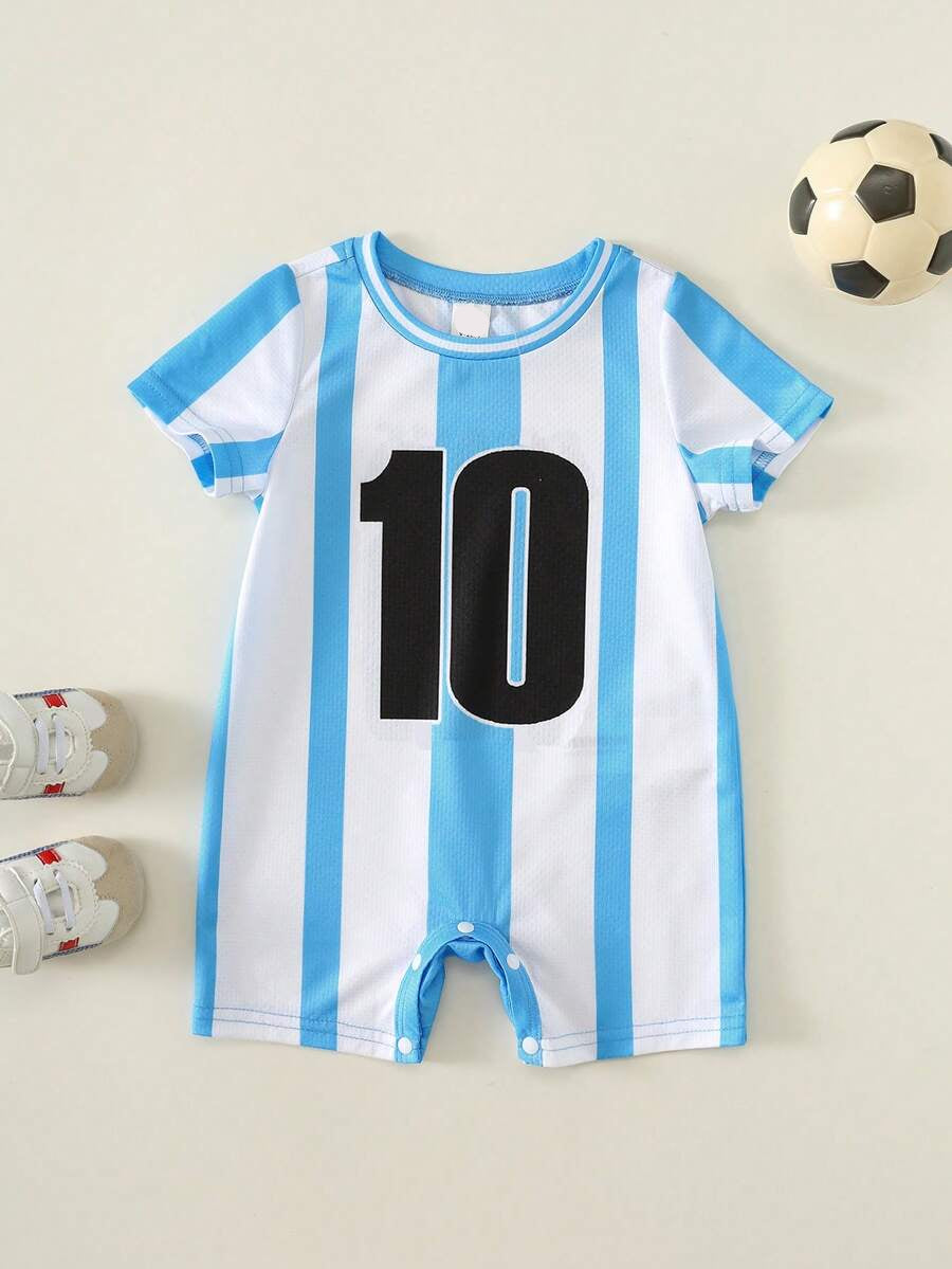 Unisex Newborn Baby Contrast Color Football Jersey Romper Short Sleeve Summer Outfit for Baby Boys Girls