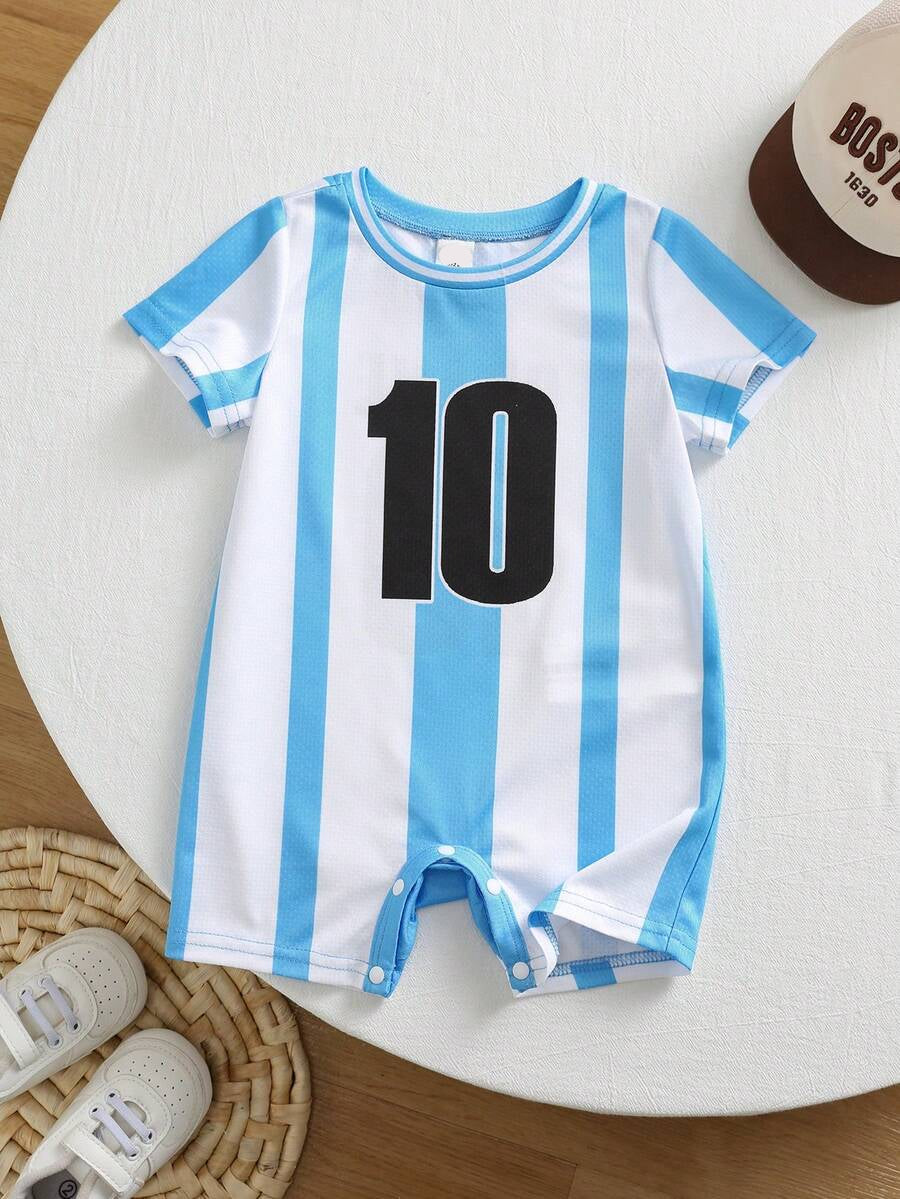 Unisex Newborn Baby Contrast Color Football Jersey Romper Short Sleeve Summer Outfit for Baby Boys Girls