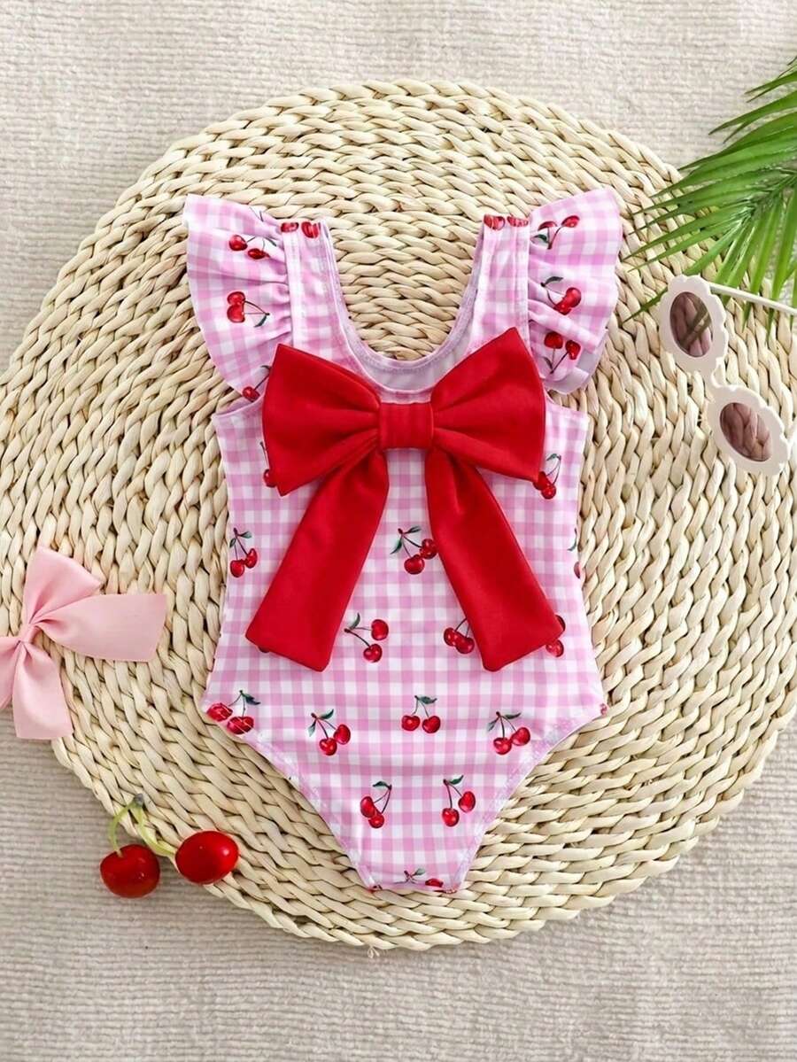 Baby Girls Minimalist Spaghetti Strap One Piece Swimsuit Casual Summer Beachwear