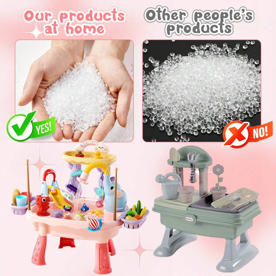 Kids Water Table with Pump Toddler Outdoor Water Play Fishing and Kitchen Activity Set