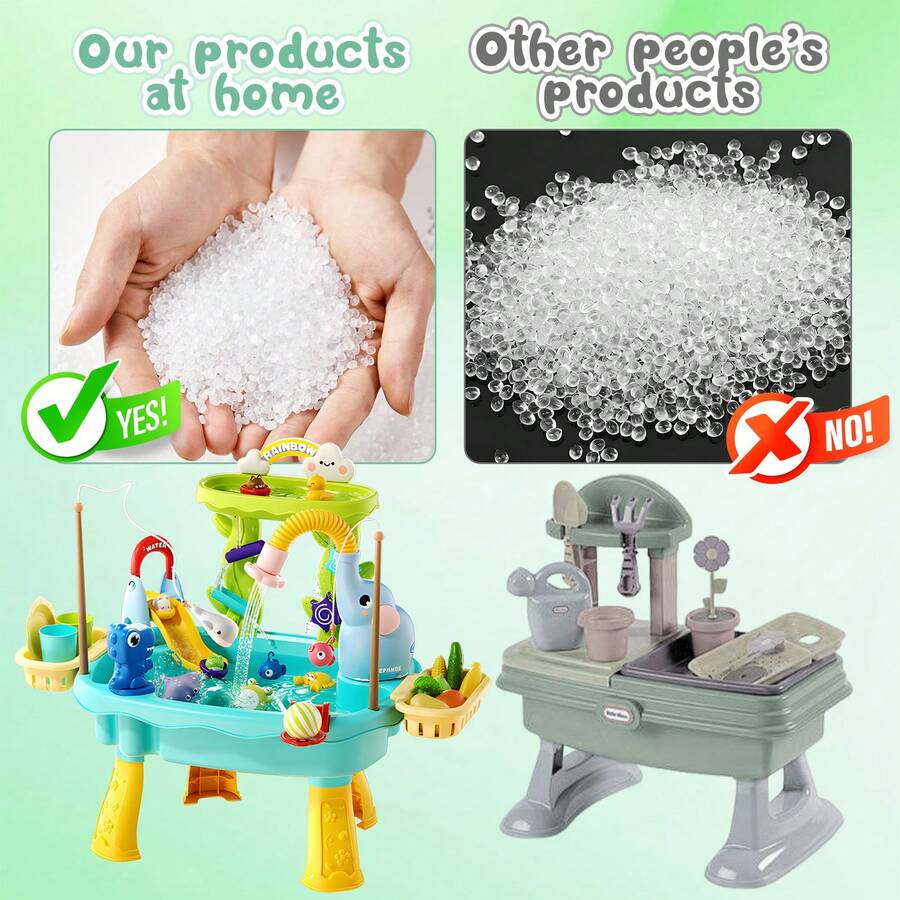 Kids Water Table with Pump Toddler Outdoor Water Play Fishing and Kitchen Activity Set