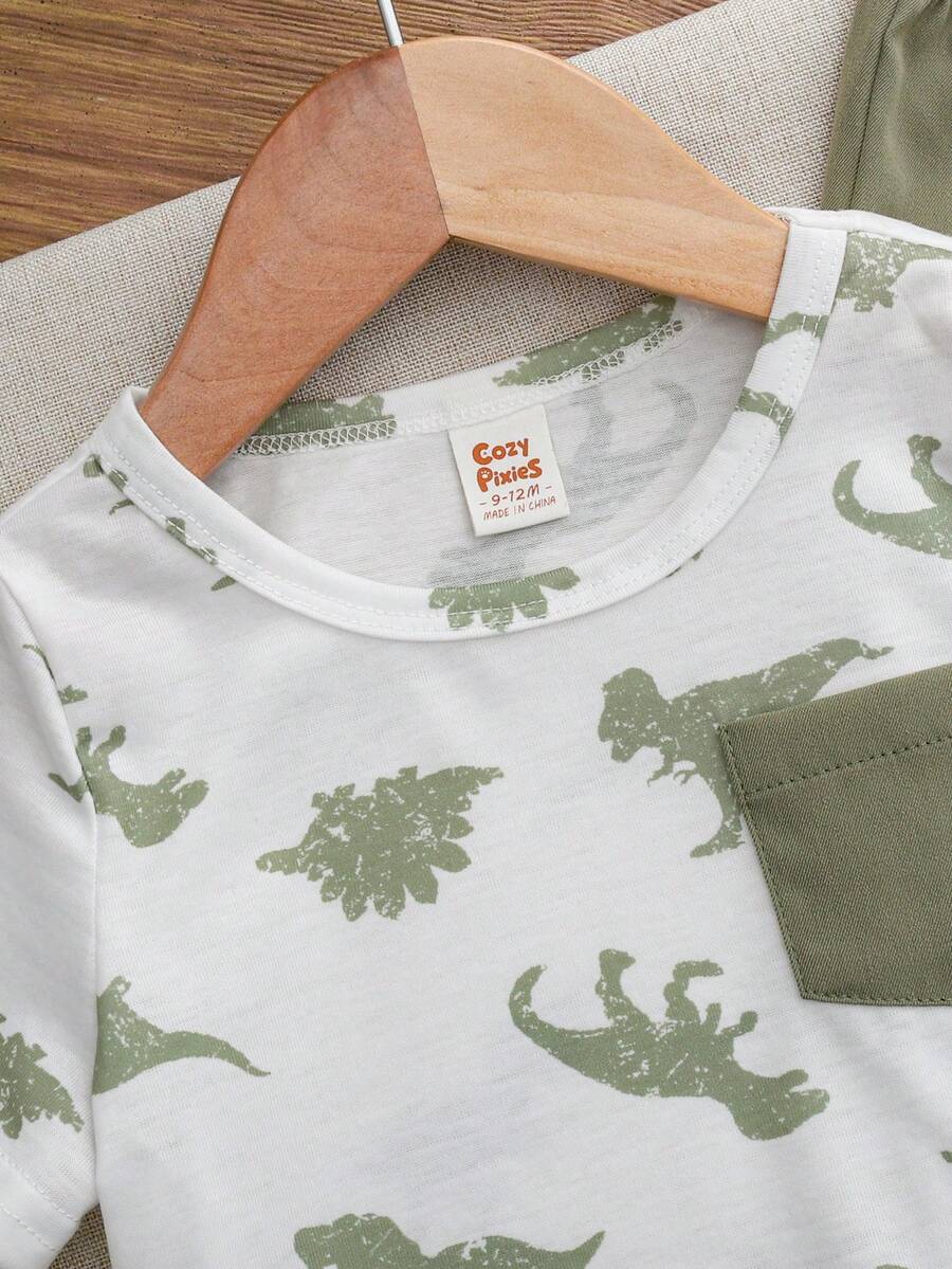 Baby Boy Letter Print T Shirt and Large Pocket Pants 2 Piece Casual Outfit Set for Spring Summer Autumn