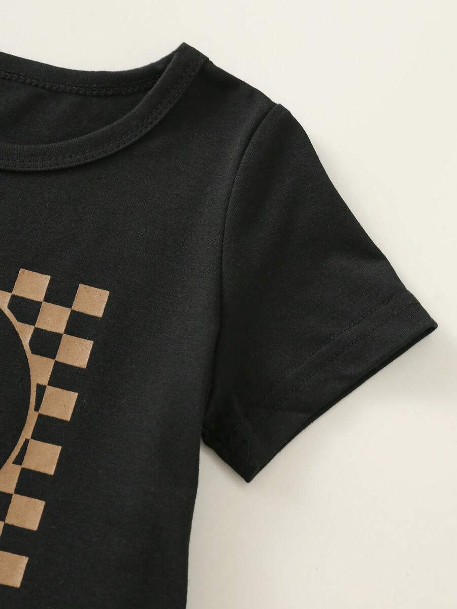 Baby Boy Letter Print T Shirt and Large Pocket Pants 2 Piece Casual Outfit Set for Spring Summer Autumn