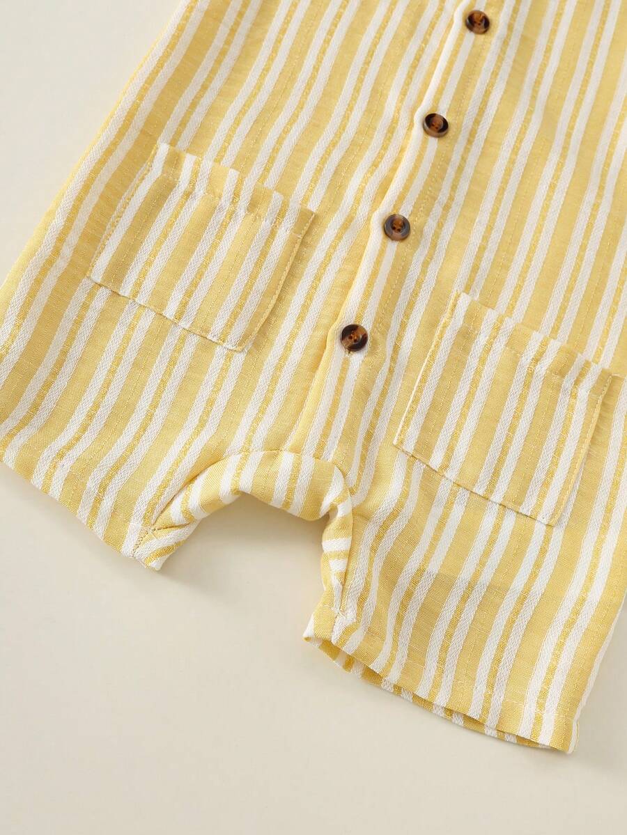 Baby Boy White Sleeveless Romper with Pockets Casual Short Jumpsuit for Everyday Wear