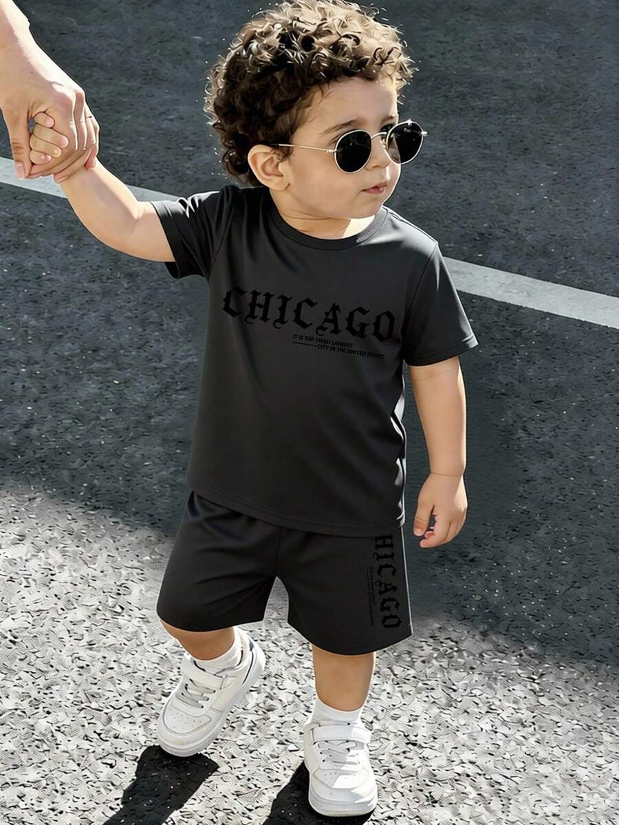 Cute Cartoon Car and Animal Pattern 2pcs Summer Suit for Boys