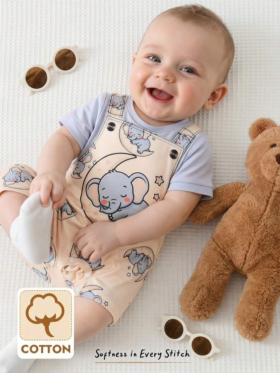 Baby Boy Plaid Short Sleeve Romper Formal Summer Outfit for Birthday Party Christening and Special Occasions