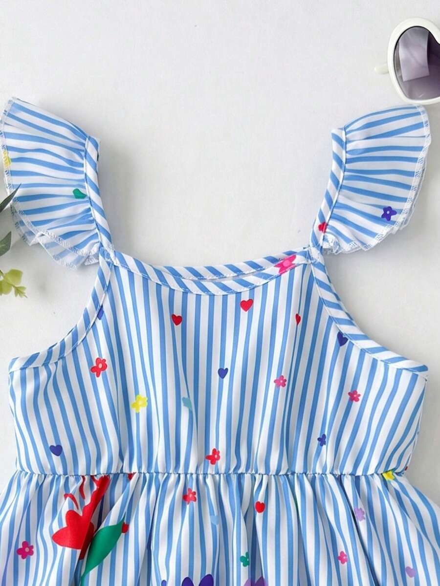Baby Girl Retro Vintage Floral Dress - Sleeveless Elastic Waist Casual Sundress