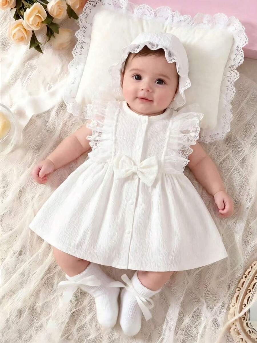 Baby Cherry Print Sleeveless Dress and Red Hat Set for Cute Summer Outings