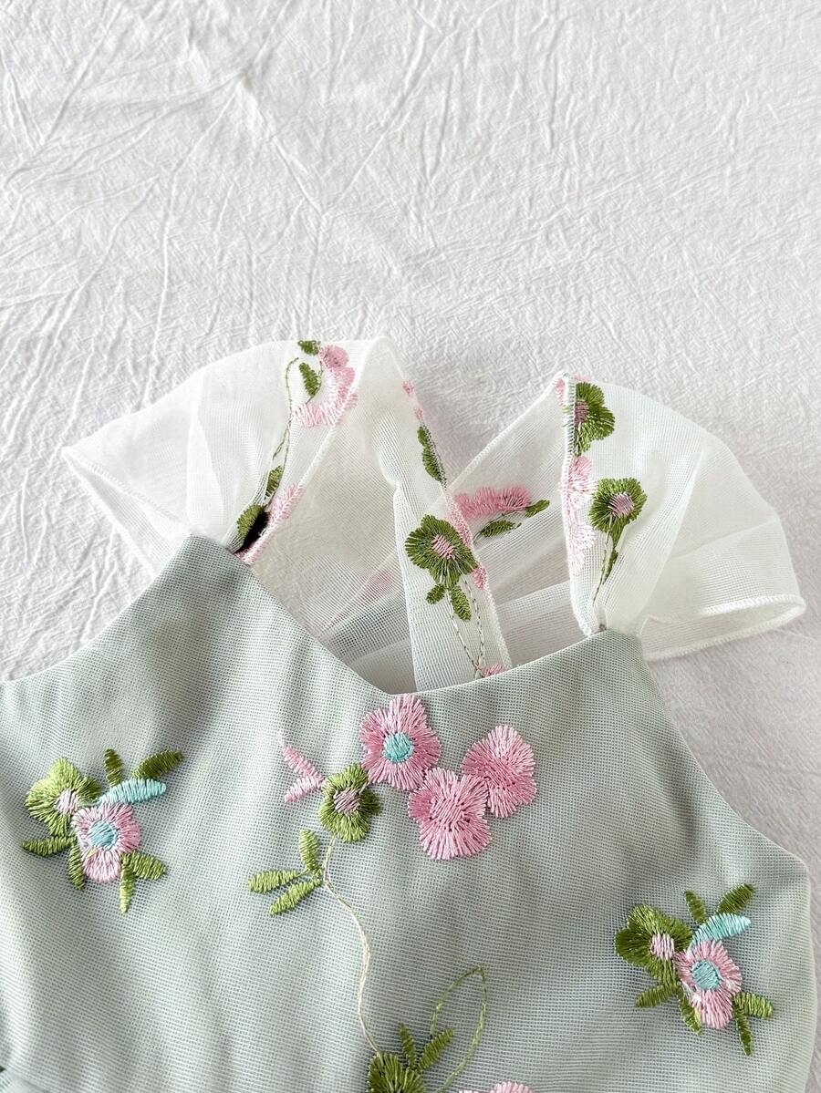 Little Girls Floral Print Sleeveless Dress With Bow Tie Waist Cute Summer Outfit