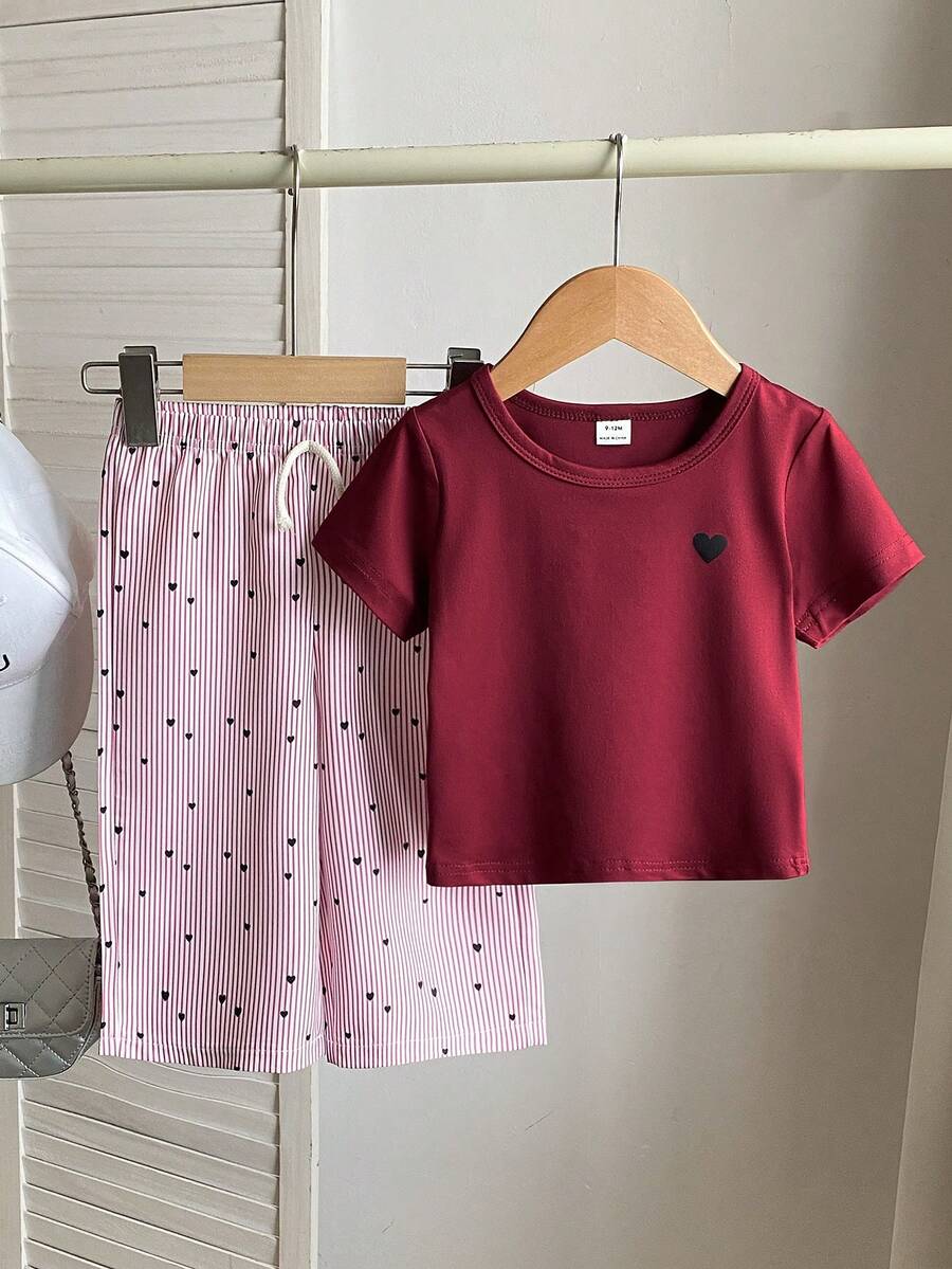 3D Floral T Shirt And Plaid Pants Set For Baby Girls Casual Cute Outfit