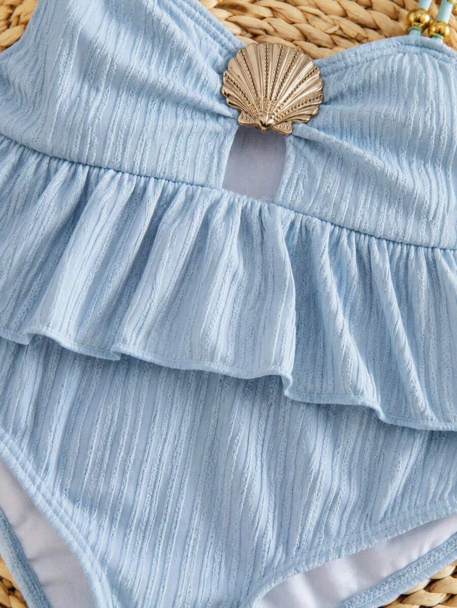 Baby Girls Minimalist Spaghetti Strap One Piece Swimsuit Casual Summer Beachwear