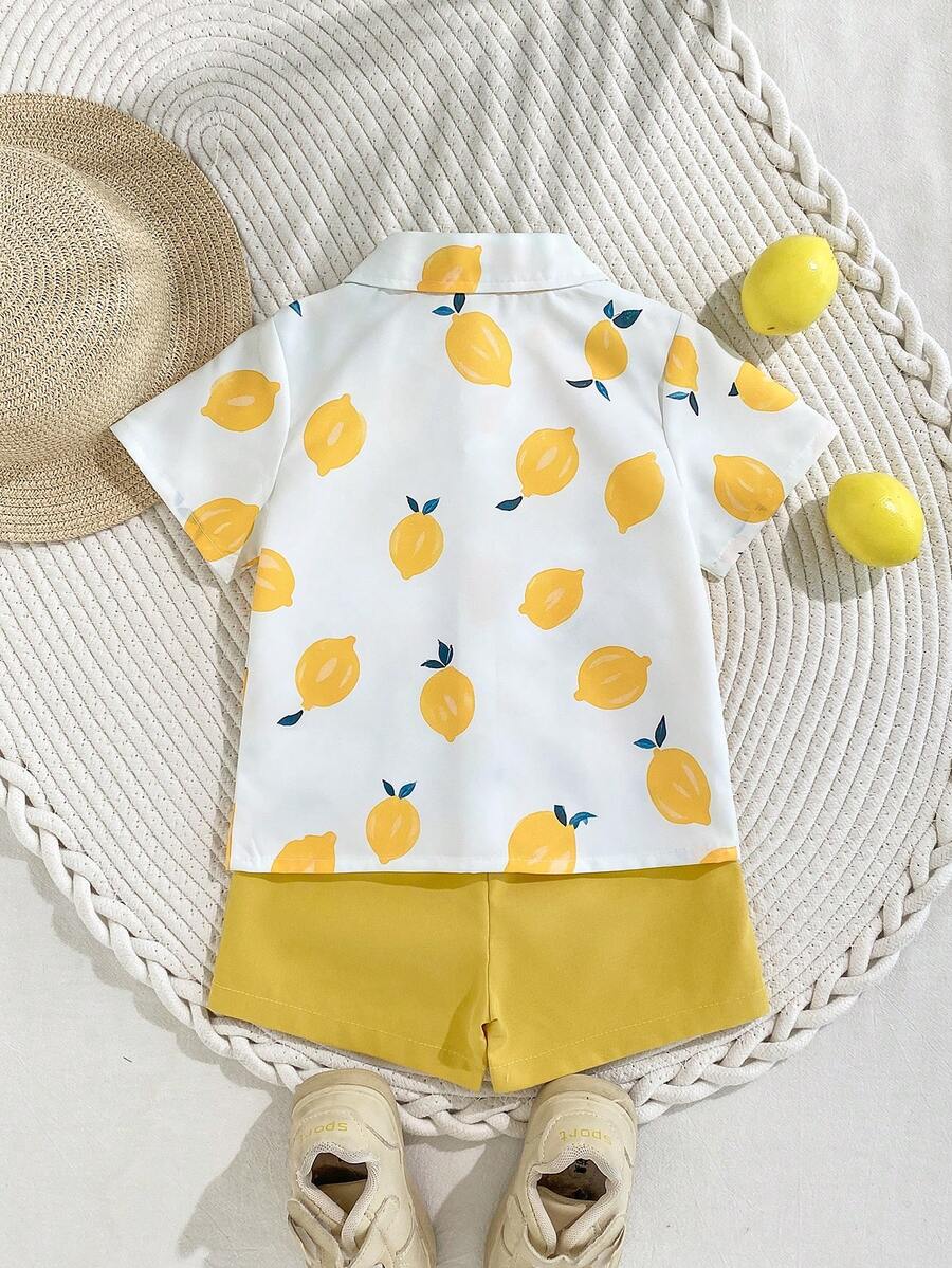Toddler Boys' Summer Vacation Outfit: Tropical Plant Short Sleeve Set