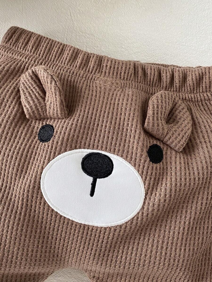 Baby Boys Brown Bear Romper Shorts and Hat Set for Summer Outdoor Wear