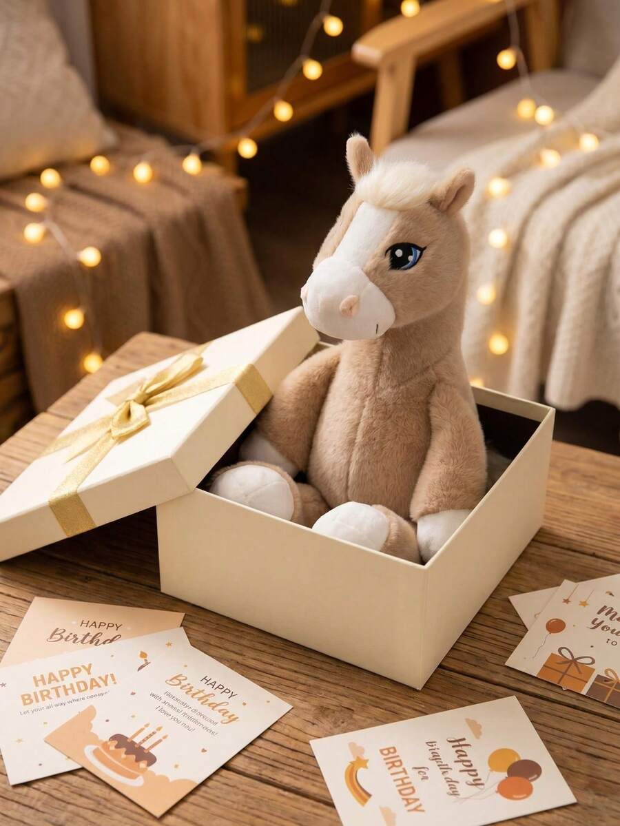 Soft Cartoon Horse Plush Toy Stuffed Animal Pillow for Kids