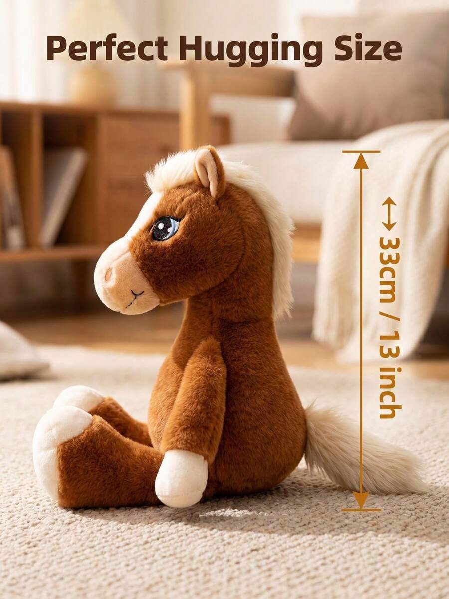 Soft Cartoon Horse Plush Toy Stuffed Animal Pillow for Kids