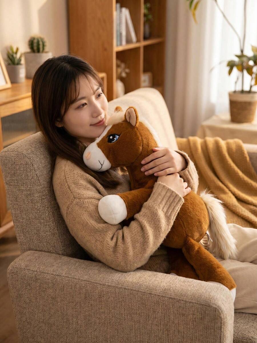 Soft Cartoon Horse Plush Toy Stuffed Animal Pillow for Kids