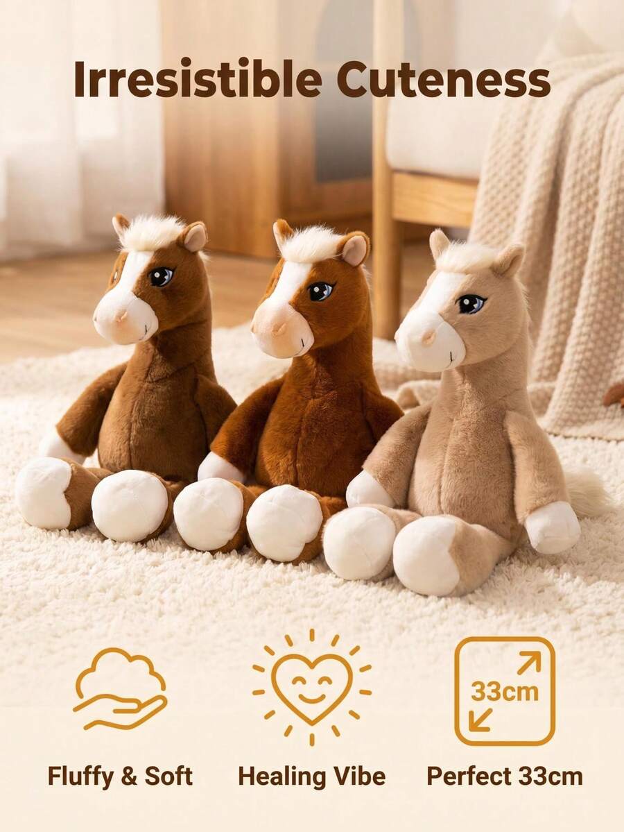 Soft Cartoon Horse Plush Toy Stuffed Animal Pillow for Kids