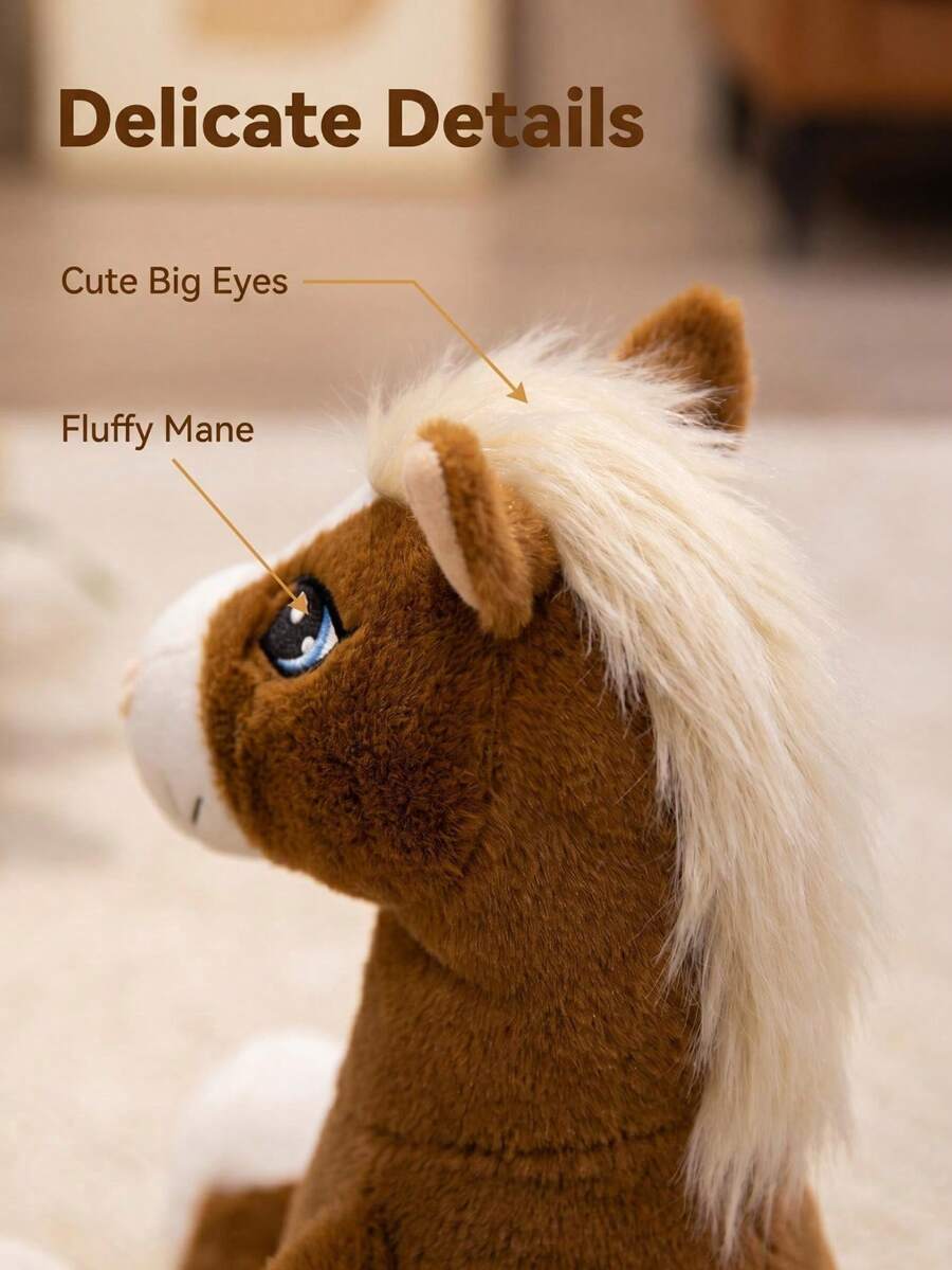 Soft Cartoon Horse Plush Toy Stuffed Animal Pillow for Kids