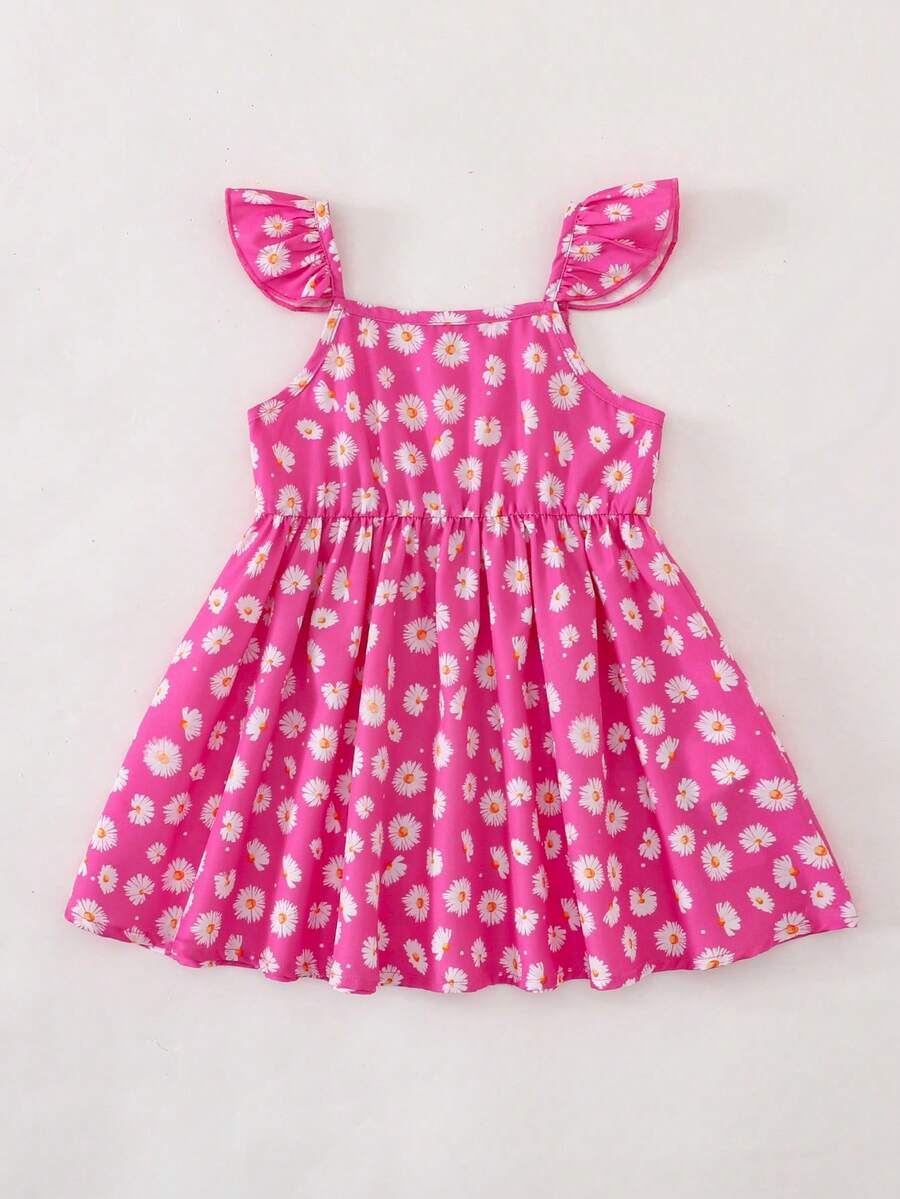 Baby Girl Retro Vintage Floral Dress - Sleeveless Elastic Waist Casual Sundress
