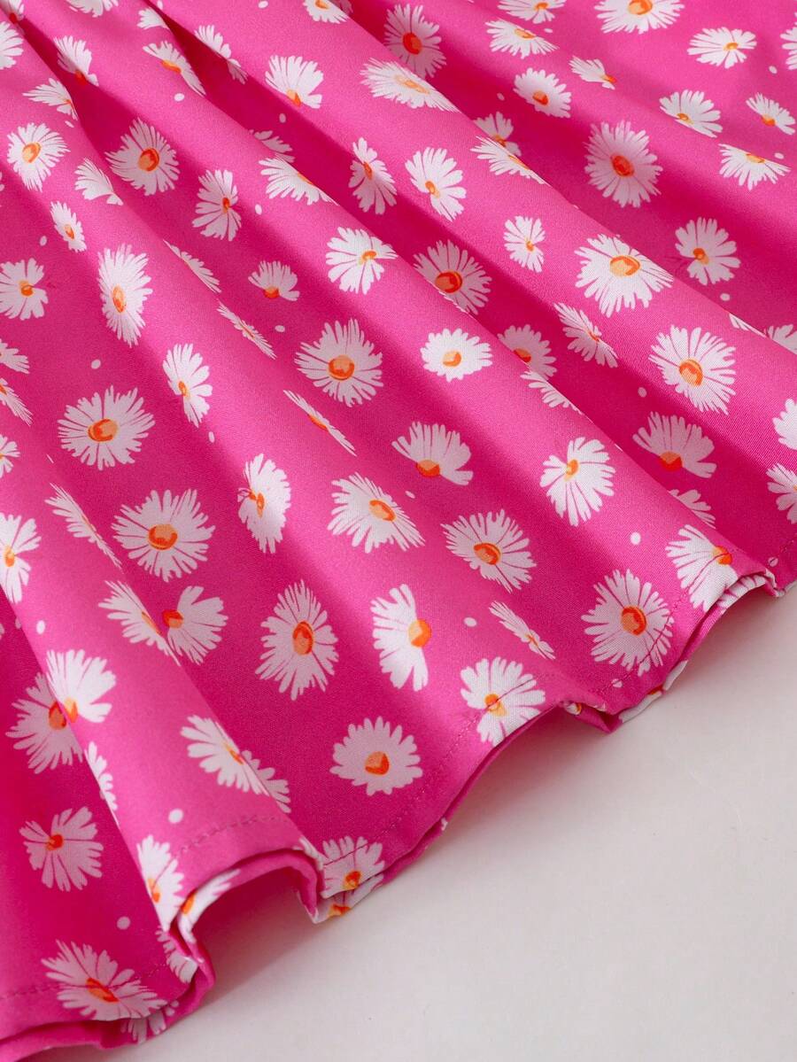 Baby Girl Retro Vintage Floral Dress - Sleeveless Elastic Waist Casual Sundress