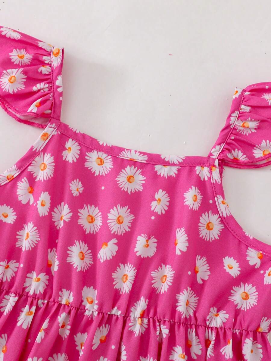 Baby Girl Retro Vintage Floral Dress - Sleeveless Elastic Waist Casual Sundress