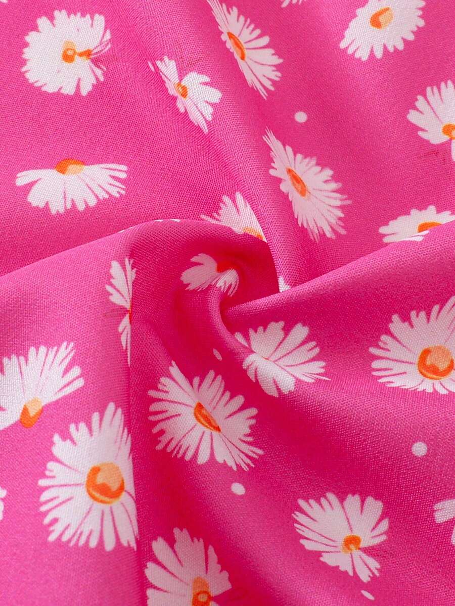 Baby Girl Retro Vintage Floral Dress - Sleeveless Elastic Waist Casual Sundress