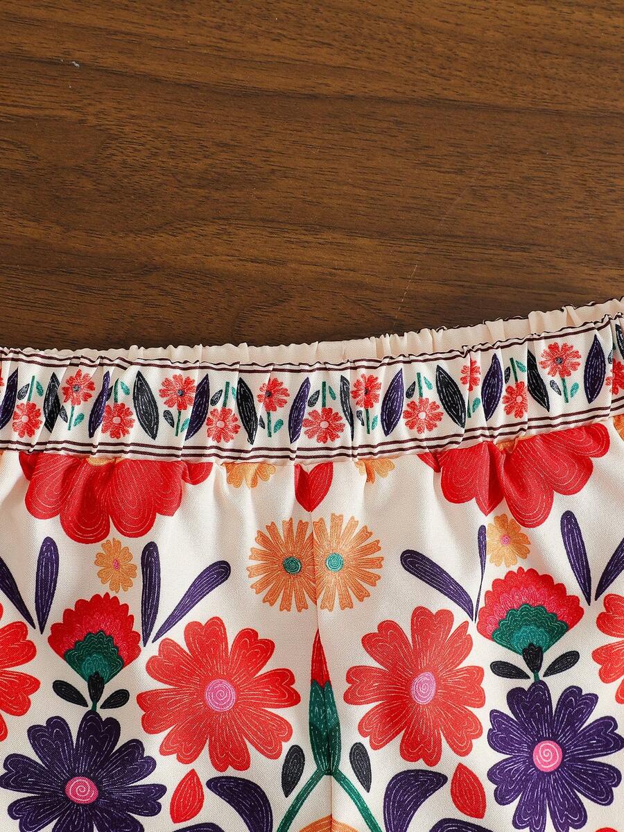Cute Two Piece Floral Summer Clothing Set For Little Girls Elegant Style
